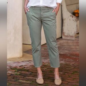 Frank & Eileen Wicklow Italian Chino Cotton Cropped Pants In Rosemary Size 4